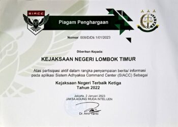 Pemberian Penghargaan Penilaian Performance SIACC (Sistem Adhyaksa Command Center) pada Jajaran Kejaksaan Negeri seluruh Indonesia untuk tahun 2022
